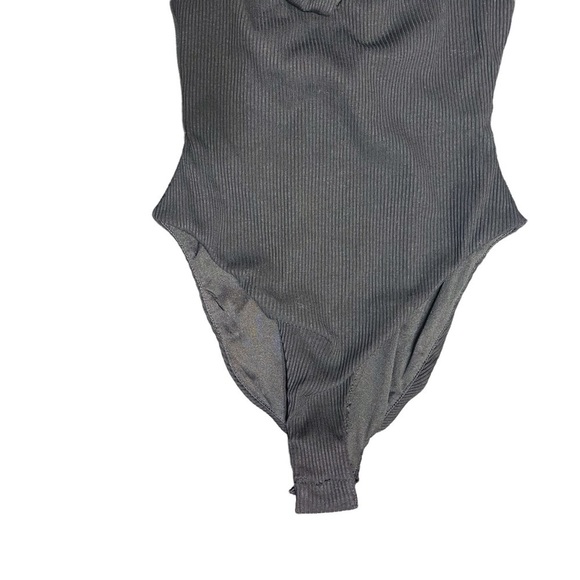 Tiger Mist Black Hazel Front Tie Ribbed Bodysuit Women's XS NWT - Picture 5 of 14